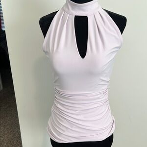 White House Black Market lavender Ruched Cut Out Tank Top